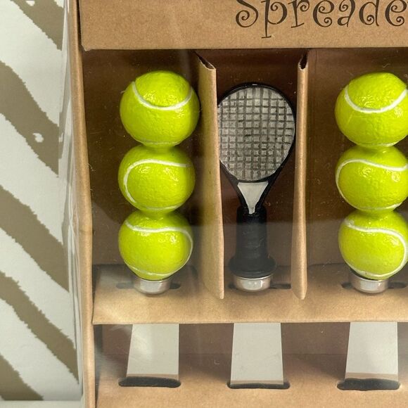 Set of 4 Tennis Theme Cheese Spreaders New in Box Great Gift! - Picture 2 of 4